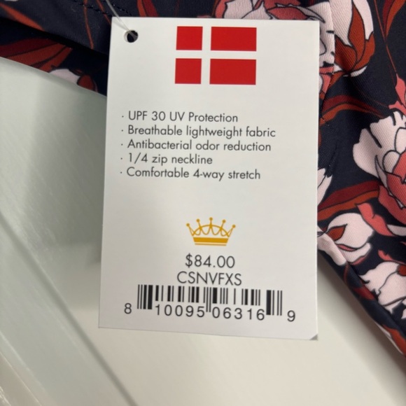 Kastel Denmark Athletic Golf Tennis Sun Shirt in Navy w/ Pink Peonies Size XS - Picture 12 of 13